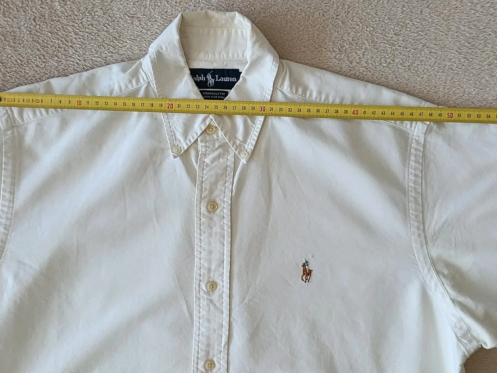 Camisa Ralph Lauren Vintage Yarmouth branco-acinzentado mangas curtas Tamanho 15/32 – photo 18